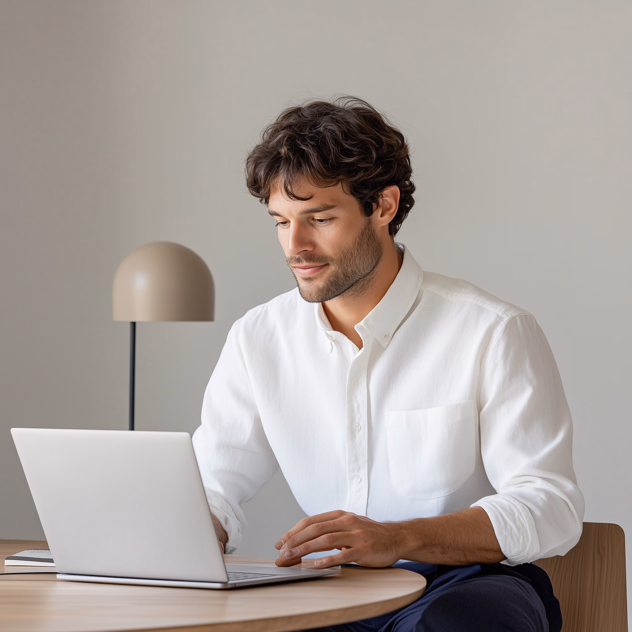 Office workspace with focused professionals